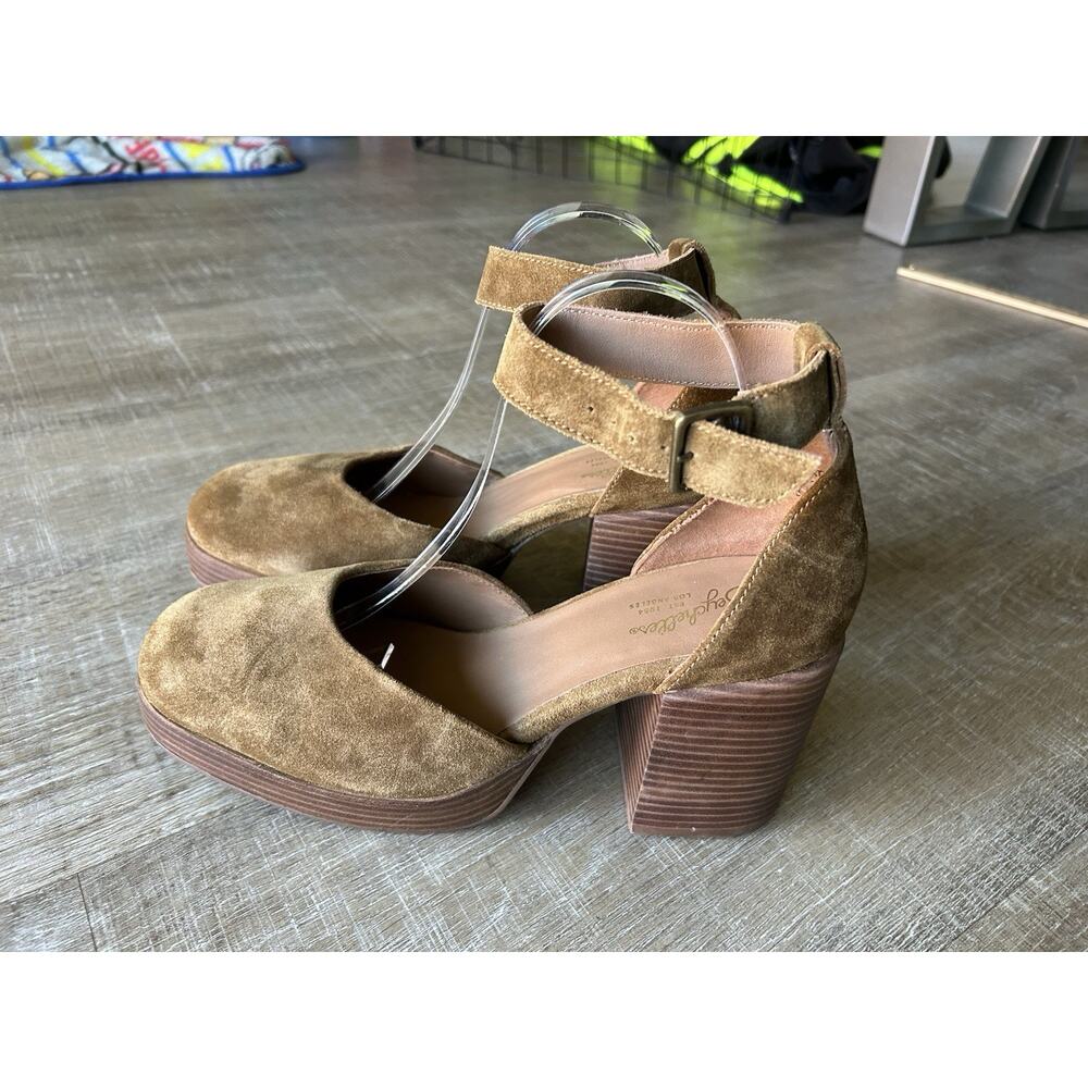 Seychelles Gleaming Leather Platform Mary Jane Heels Cognac Womens 11 NEW